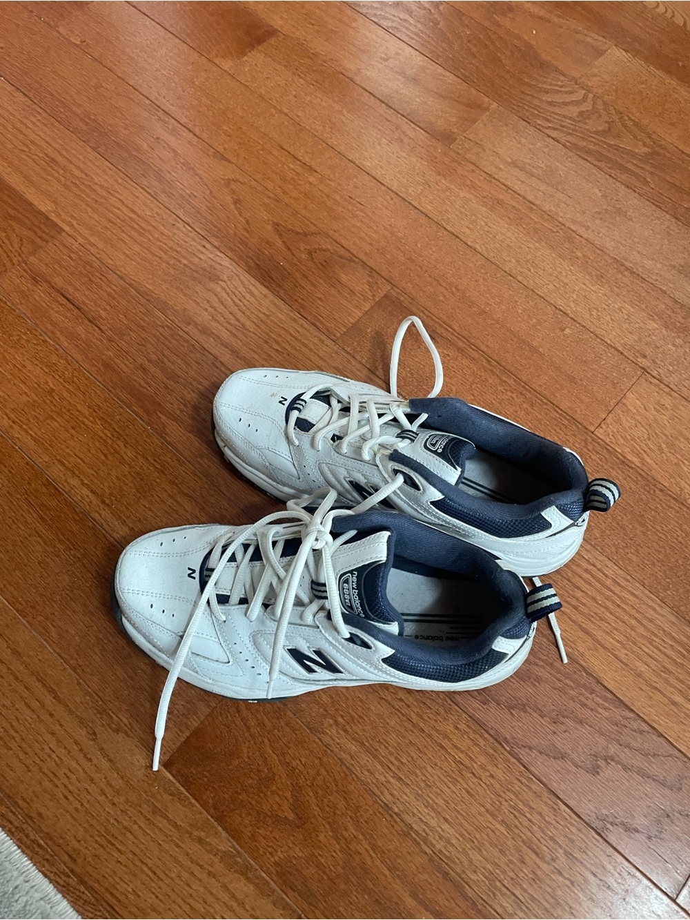 New Balance Men's White and Navy Athletic Sneakers